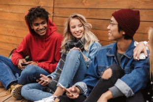 Group of cheerful multiethnic friends